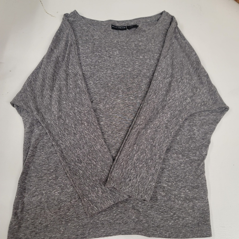 Willi Smith Gray Long Sleeve Top Extra Small XS Boat Neck Dolman Knit - Picture 2 of 3